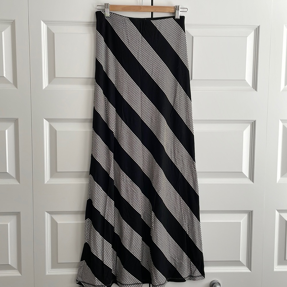 Black and white striped maxi skirt